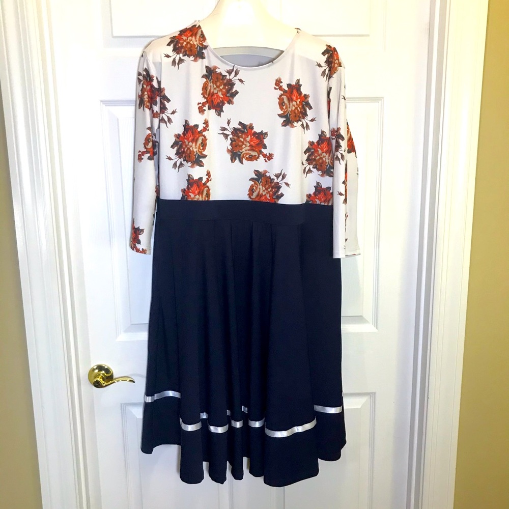 Meaneor Three Quarter Sleeve A Line Dress